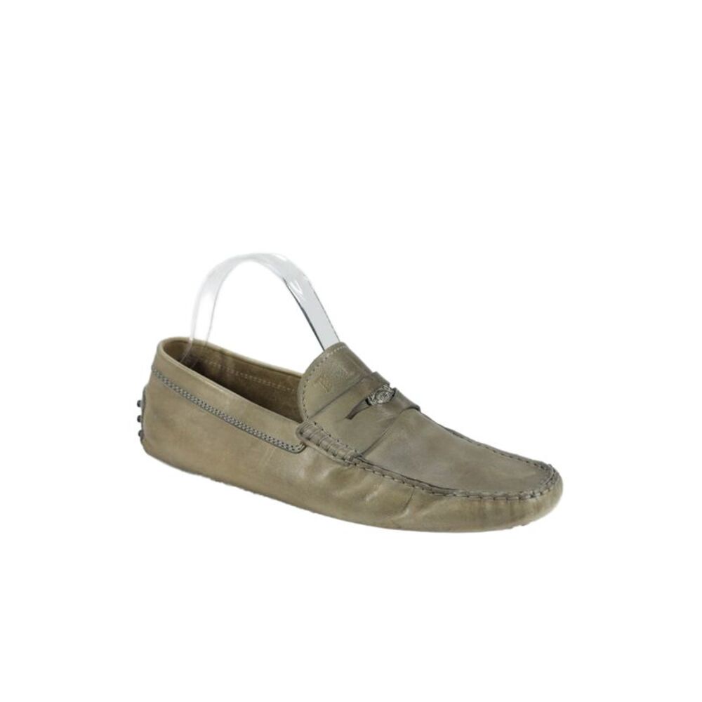 JP Tods Mens Leather Slide On Driving Loafers Taupe Beige Size 7